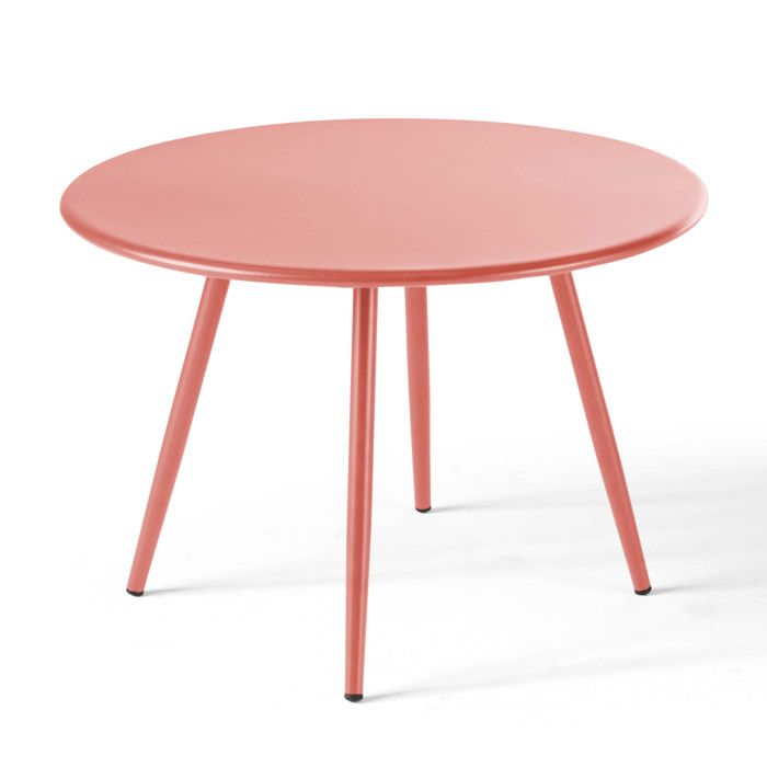 Table basse de jardin ronde en métal argile 50 cm Palavas Oviala