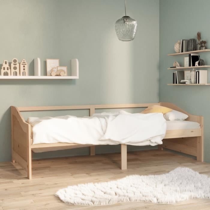 (9386)Lit de jour-Lit de repos-Canapé-lit - 3 places Bois de pin massif 90x200 cm