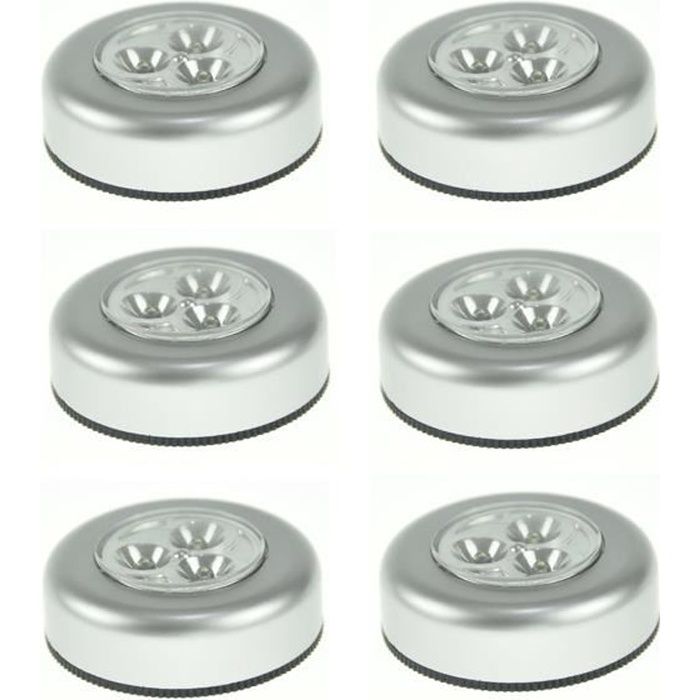 Lampe Tactile - QIFULL - 6pcs - 3 LED - Blanc - 30000 heures de vie