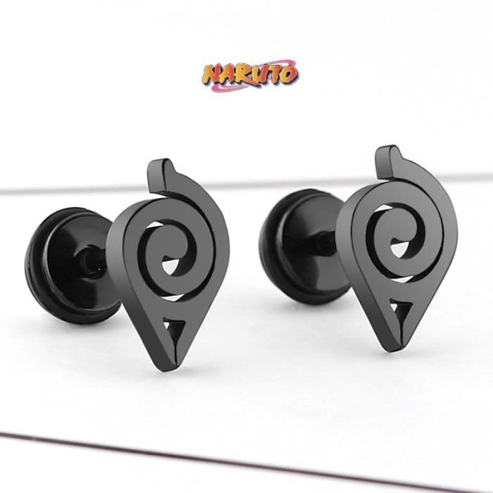 Boucles d'oreilles Naruto Noire en Acier X2