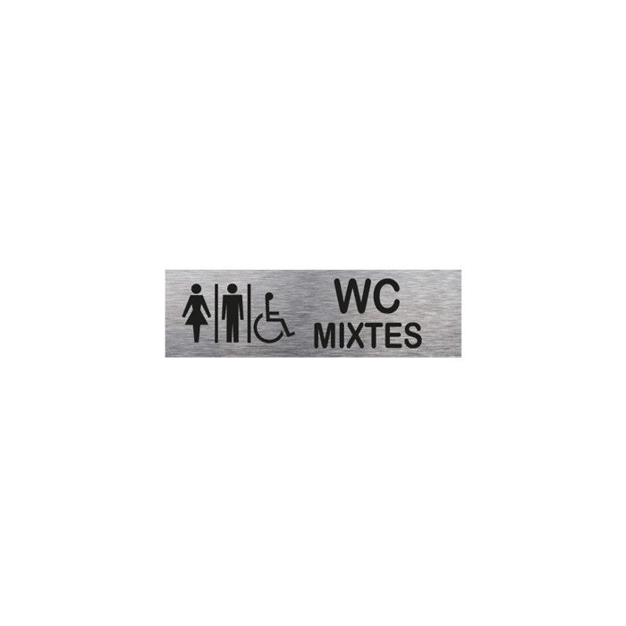 Cartello Segnaletico WC PMR Donne In Alluminio Spazzolato AUA SIGNALETIQUE - 200x200 Mm - Made In France