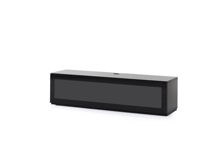 sonorous - meuble tv studio 160 noir - porte centrale en verre infrarouge - qualité premium - l160cm - tv 60'' max - livré monté