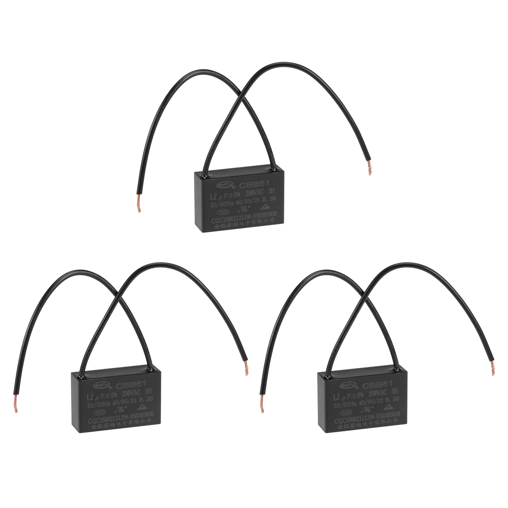 SOURCING MAP Condensateur CBB60 25uF 250V AC 2 Fils 50-60Hz Cylindre 98x45mm Goujon De Fixation