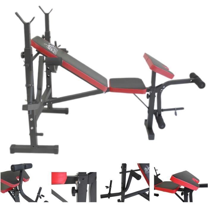Banc De Musculation Multifonction HS-1035 Hop-Sport - Pupitre Biceps, Presse Jambes, Réglable Jusqu'à 220kg