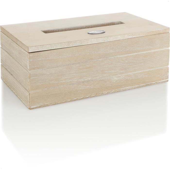 COM-FOUR® Boîte à Mouchoirs En Bois Marron Avec Couvercle à Charnière - Distributeur Élégant