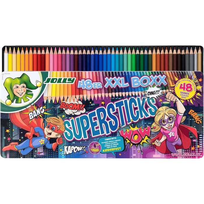 JOLLY Lot de 48 crayons de couleur Supersticks Pour enfants Format XXL Version 1