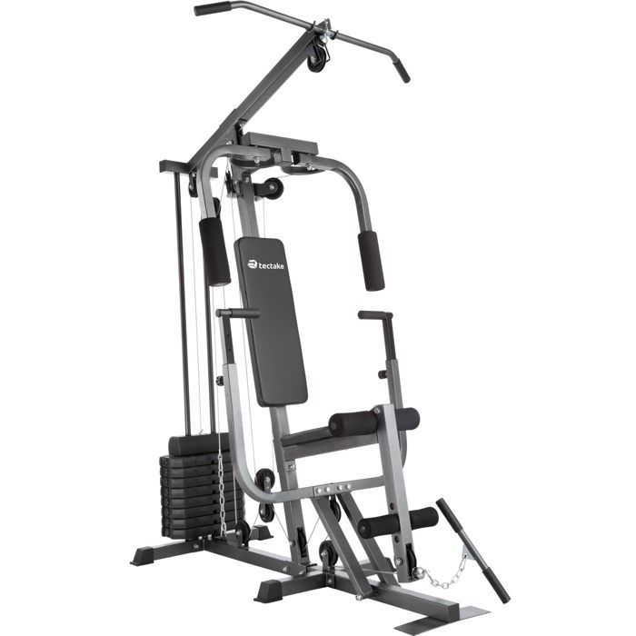 Appareil de sport - TECTAKE - Station de musculation pour chest press et tirage poulie charge max. 150 kg 160 x 98 x 203 cm - Noir