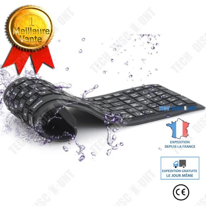 Clavier Bluetooth QWERT TD® Universel 108 touches IP67 Interface USB Bluetooth 3.0 300 mAh 360x105x8 mm Silicone Pliable et étanche
