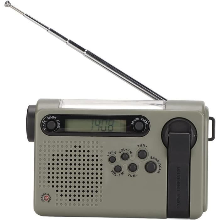 SOLARBABY La radio d'urgence solaire avec manivelle dispose d'une lampe de poche LED, d'une alarme SOS, d'une radio météo AM/FM et d'une batterie de 4000 mAh pour l'alimentation de secours des(Orange