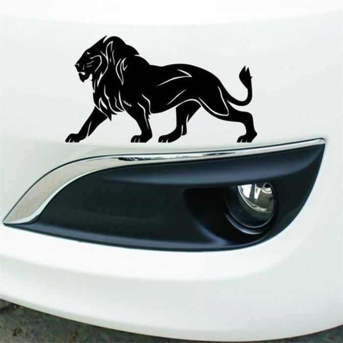 NOIR Sticker Voiture Lion Décoration Véhicule Fenêtre Autocollant Étanche Couverture de Rayures