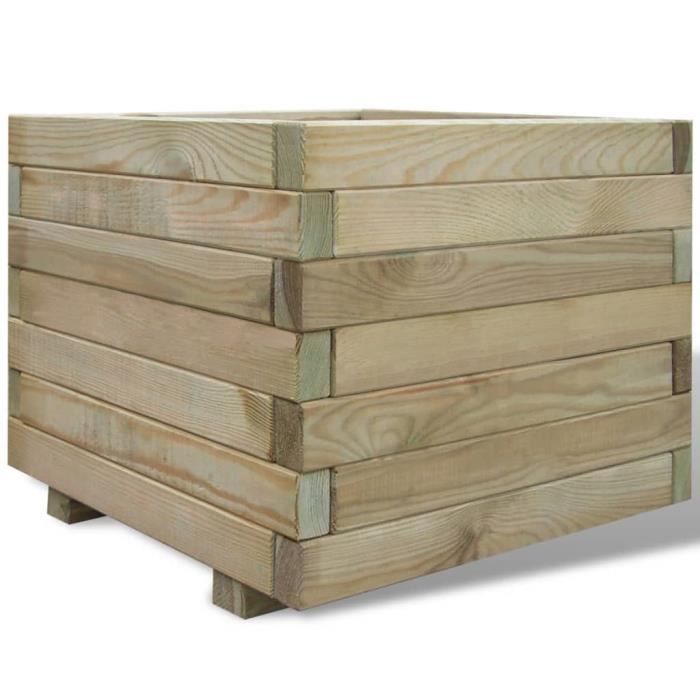 Elegant BAC A FLEUR - Lit surélevé 50x50x40 cm Bois CarréBonne vie55009 - Brun 18 Kg
