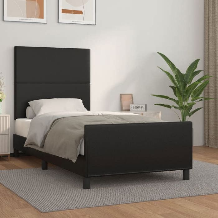 vidaXL Cadre de lit avec tête de lit Noir 90x200 cm Similicuir3125427