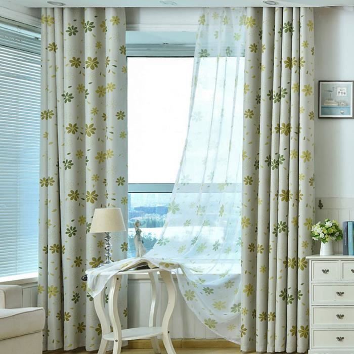 Topfinel Lot de 2 Rideaux Voilage Imprimé de Papillons Bleu Décor Chambre Enfant Salon 140cm x 225cm Largeur x Longueur