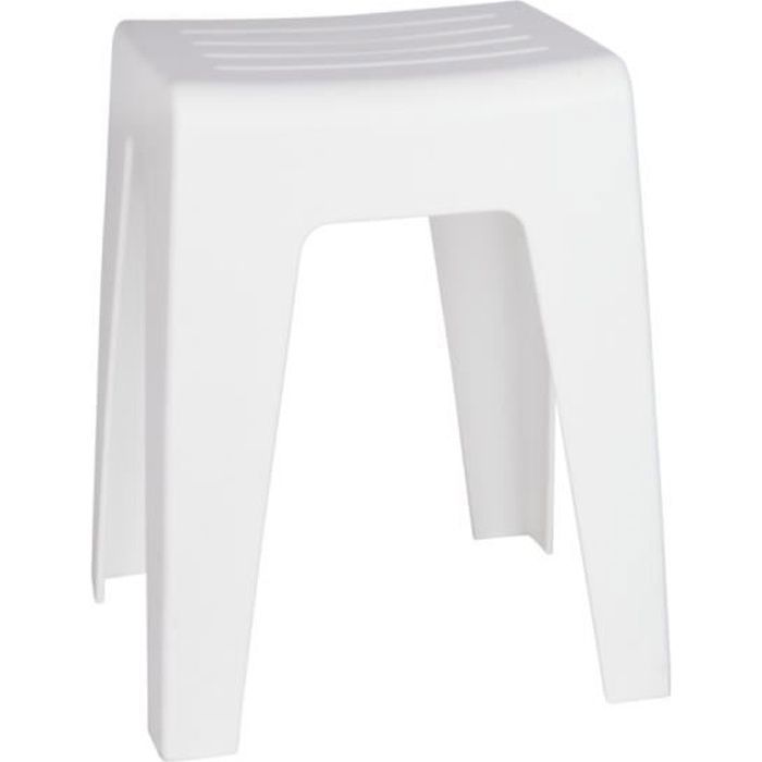 WENKO Tabouret salle de bain blanc Kumba, tabouret douche, Plastique, 38x47x32 cm, blanc