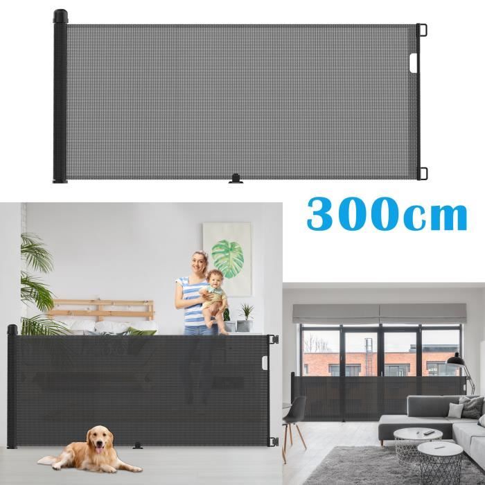 Comparer les prix de YRHOME Barrière de sécurité rétractable pour les bébés et les chiens 0 à 300 cm Barrière de sécurité extensible Noir