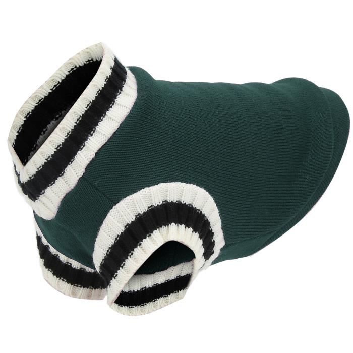 Meilleurs prix pour Pull pour chien tricoté style campus col en V - ZERODIS - HB042 - Blanc - Chien - blanc, gris, vert, fauve
