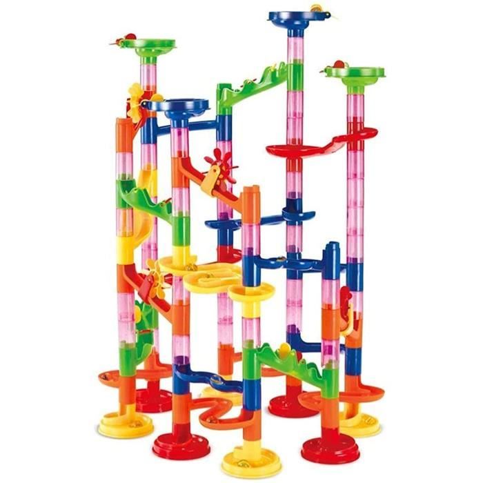 JOYIN Marble Run 170 Pièces – Circuit De Billes STEM, Blocs De Construction 120 Plastique + 50 Billes De Verre