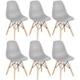 Keisha°Lot de 6 chaises en polypropylène (Gris) - Design Scandinave - Salle à Manger, Salon, Cuisine - Pieds en Bois-1