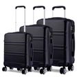 Kono Set de 3 valises à la Mode en ABS léger, avec Mallette de Transport Rigide, avec 4 roulettes, Valise 20 ", 24", 28 ", Noir-1