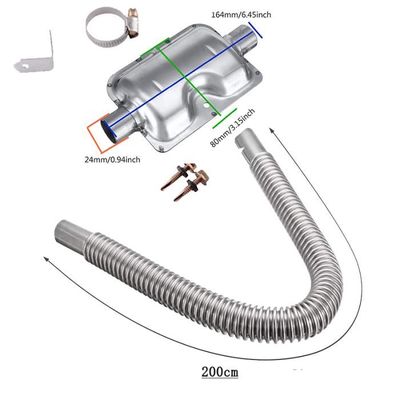 Tuyau D'échappement Flexible En Acier Inoxydable 200 Cm Pour Chauffage Diesel - Avec Silencieux Et 2 Pinces - Portable Et Résistant à La Rouille