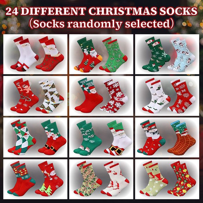 Calendrier De L'Avent Chaussettes - 24 Paires De Chaussettes De Noël - Cadeau Original Homme Femme
