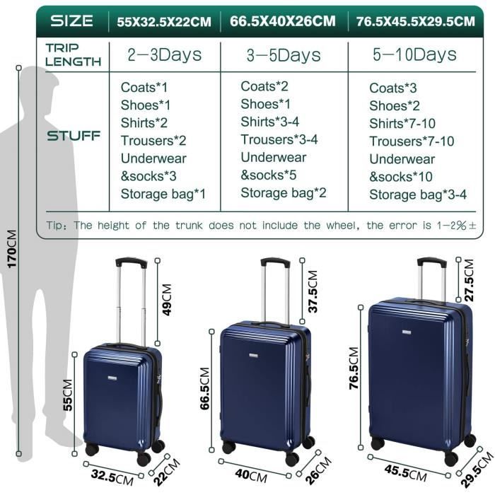 AMASAVA Valise serie Valise trolley d affaires Valise a main avec serrure a combinaison TSA Valise