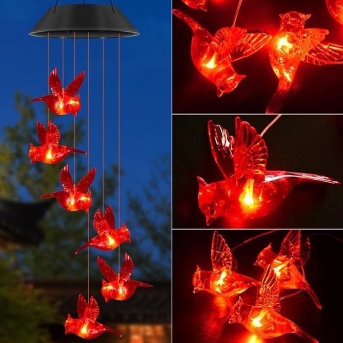 Carillon Éolien Solaire Dauphin Multicolore - Lumière Changeante Jardin Extérieur, Cadeau Maman Mamie