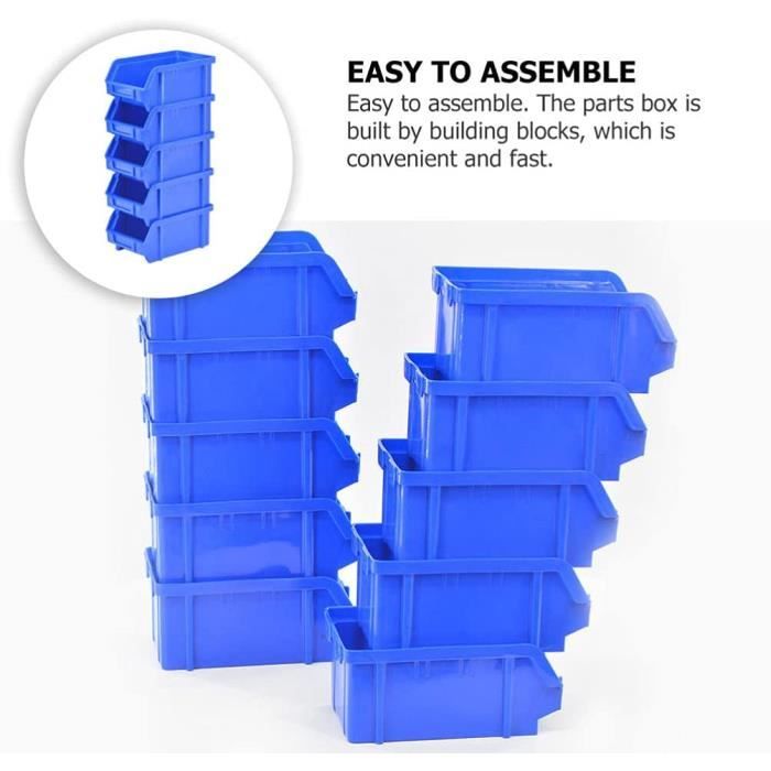 Boîtes de Rangement Empilable Multifonctionnel Plastique Bacs Kit Support  Mural Etagère Rangement Atelier Stockage 31 Pièces V2Aox