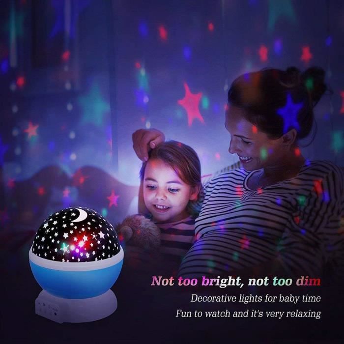 Fitsund Veilleuse Enfant Étoiles Projecteur, 360° Rotaon de Lampe