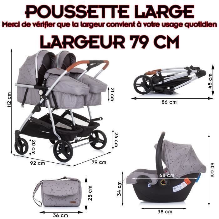 Poussette double grosses roues store
