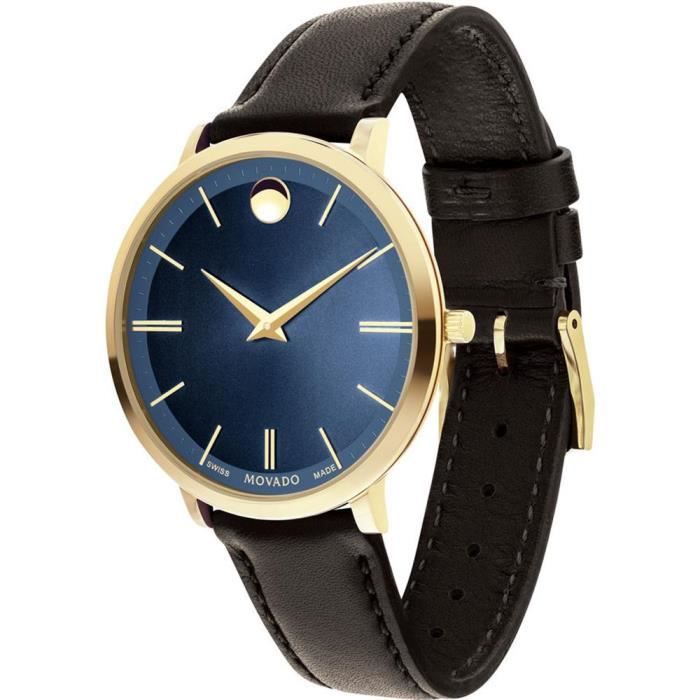 Montre-bracelet Femme Movado - Boîtier Noir, Bracelet Cuir Noir - Occasion