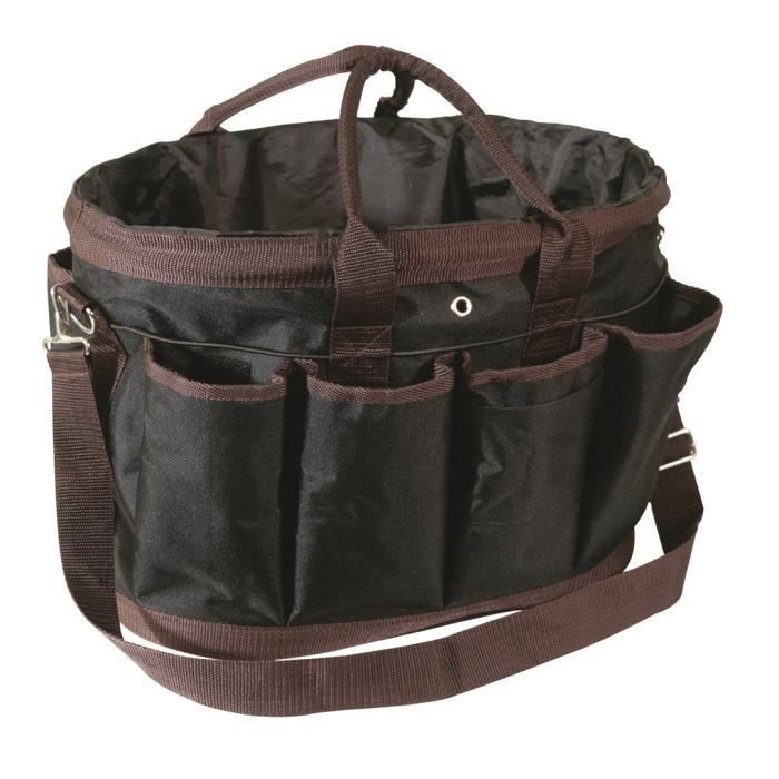 Kentucky Sac De Pansage Noir – 42,5 X 32,5 X 20 Cm, Polyester 600D, Compartiments Ajustables, Bandoulière Rembourrée – Pour Ranger Tout Le Matériel De Toilettage équin