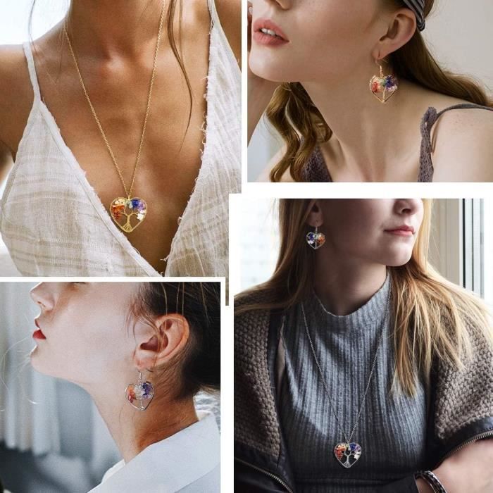 Parure Bijoux Argent Femme KONFEN - Collier Et Boucles D'Oreilles Géométriques - Plaqué Argent - Cadeau Élégant