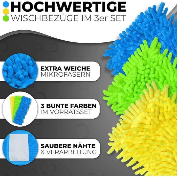 Pamex Lot 3 Serpillères Microfibre Couleurs Assorties - Nettoyage Efficace Sols