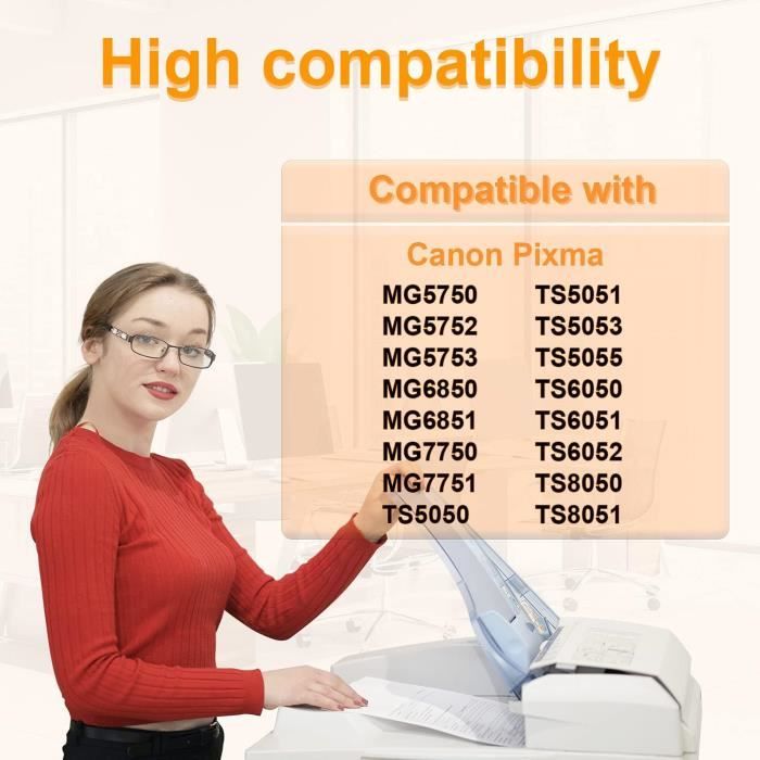 Cartouches D'encre Compatibles PGI-570 BK Pour Imprimantes Canon Pixma (MG, TS Séries) - Lot De 5 Noirs | Remplacement économique Et Fiable