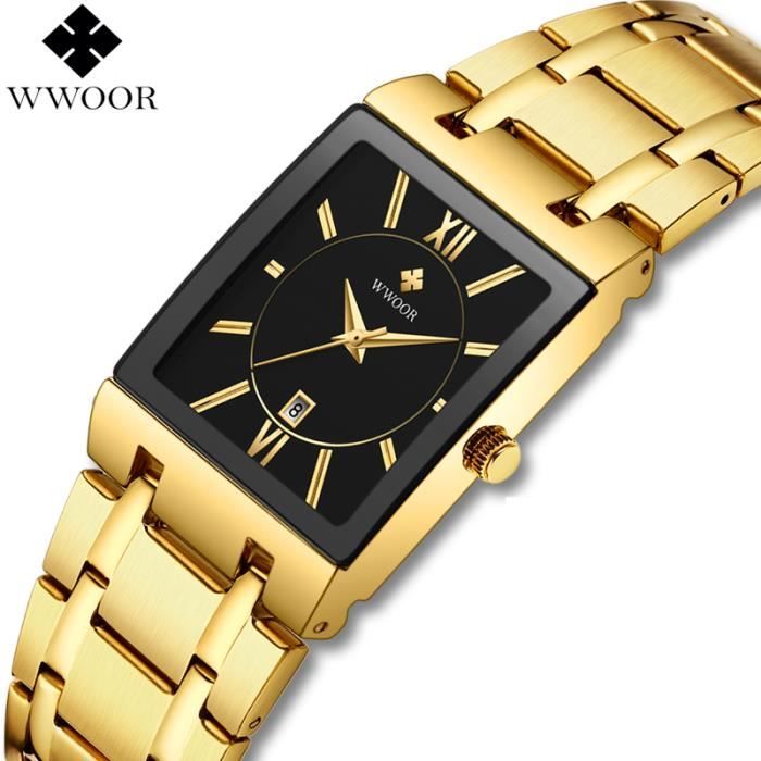 Hommes montres 2020 Top marque de luxe WWOOR or noir affaires