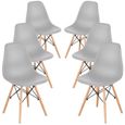 Keisha°Lot de 6 chaises en polypropylène (Gris) - Design Scandinave - Salle à Manger, Salon, Cuisine - Pieds en Bois-2
