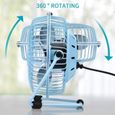 CUPOT Mini Ventilateur de Bureau Charge USB Calme Stable Bleu 6pouces Rétro-2