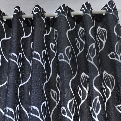 Lot De 2 Rideaux Voilage Semi-transparents 100x250 Cm - Œillets, Polyester, Noir, Pour Chambre/salon/cuisine - 5