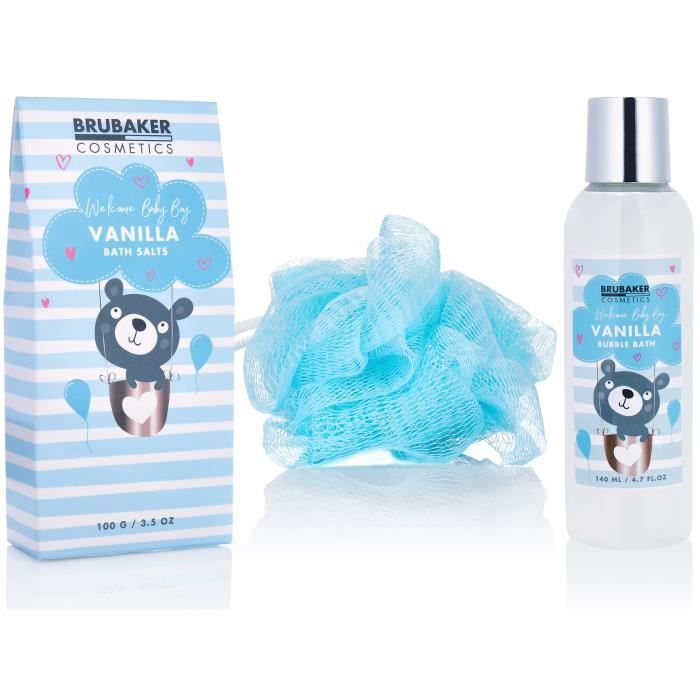 Coffret Cadeau Soin Bébé Fille 7 Pièces BRUBAKER - Avec Baignoire Et Ours En Peluche Rose