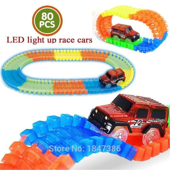 Costway ensemble de tracks magique circuit de voiture flexible et  lumineux,avec 366 rails et 1 voiture, jouet idéal pour enfant plus de 3 ans,  coloré - Conforama