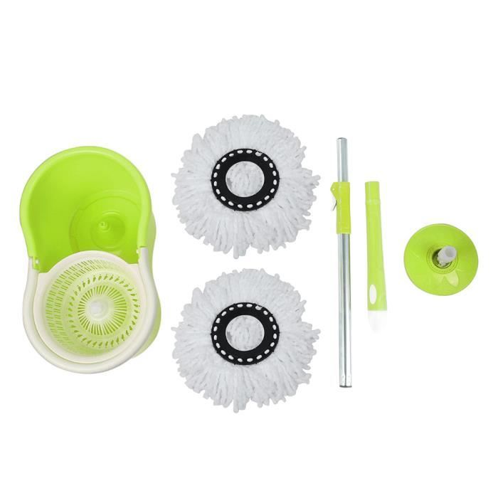 Balai Serpillère Avec Essorage Intégré, Vaouille De Nettoyage Rotative à 360° Avec 4 Tampons