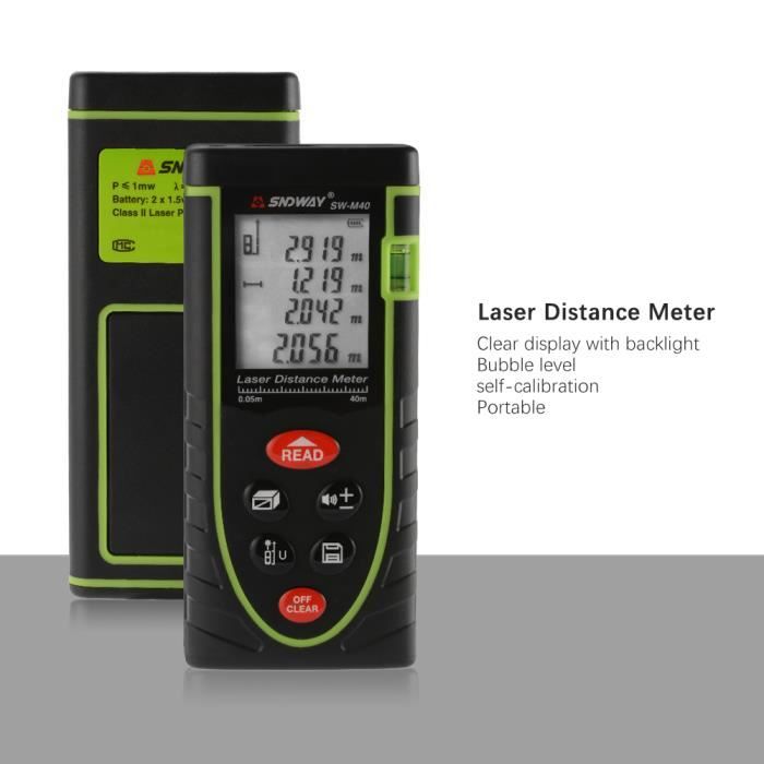 Télémètre Laser Huepar 100M Batterie Rechargeable LCD Mesureur Laser  M/In/Ft Mode MultiMesure Pythagore Distance Surface&Volume-S100 - Cdiscount  Bricolage
