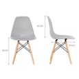 Keisha°Lot de 6 chaises en polypropylène (Gris) - Design Scandinave - Salle à Manger, Salon, Cuisine - Pieds en Bois-3