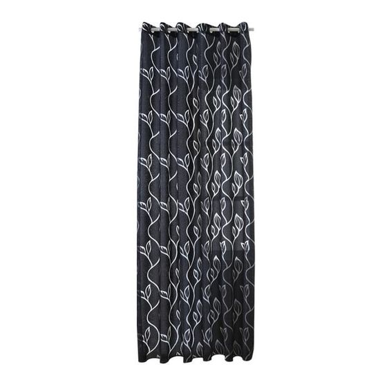 Lot De 2 Rideaux Voilage Semi-transparents 100x250 Cm - Œillets, Polyester, Noir, Pour Chambre/salon/cuisine - 4