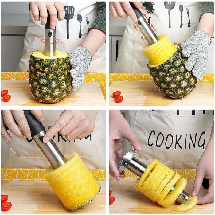 Coupe-fruits 8 Lames Acier Inoxydable – Tranche Pastèque, Ananas – Poignée Antidérapante, Facile à Nettoyer