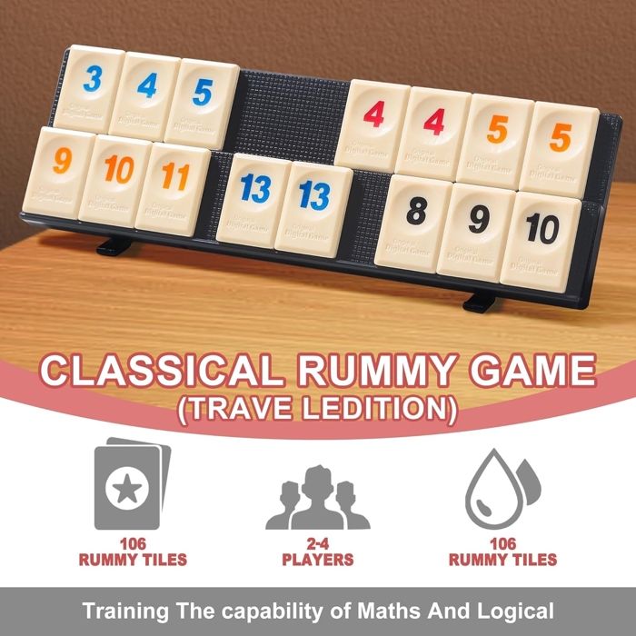 Jeu Rummy Jeu de cubes rami Mini Jeu de Rami Classique, Jeu de Société Rummy ...