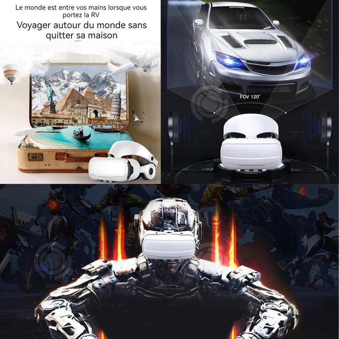 Casque vr 1080p double système de réglage 3D 360 degrés visite realite — free download