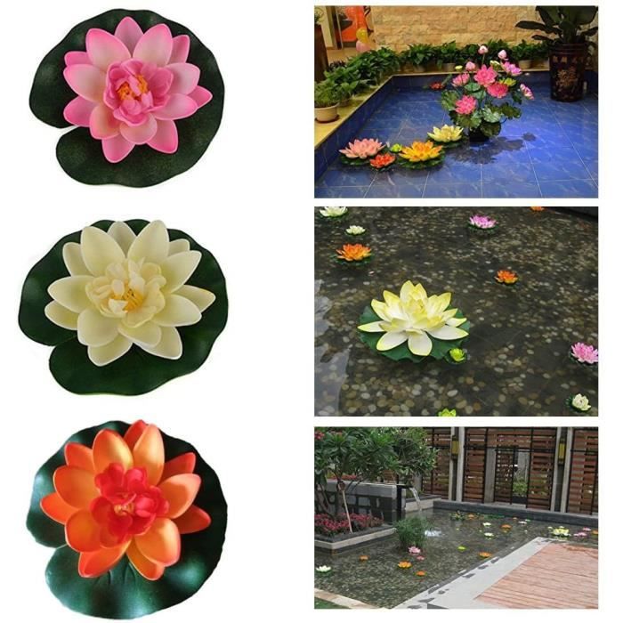 6 Nénuphars Artificiels Flottants - 10cm - Décoration Étang Ou Aquarium - Couleurs Variées