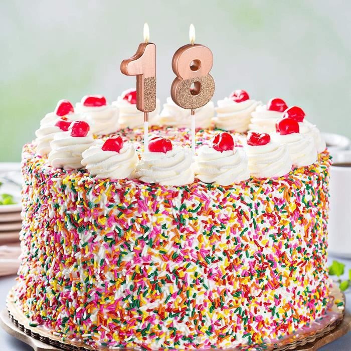 Bougies d'anniversaire 18 Ans Bougies Numéro Paillettes de Gâteau  Décoration de Gâteau pour 18ème Anniversaire pour Anniversai[371] -  Cdiscount Maison